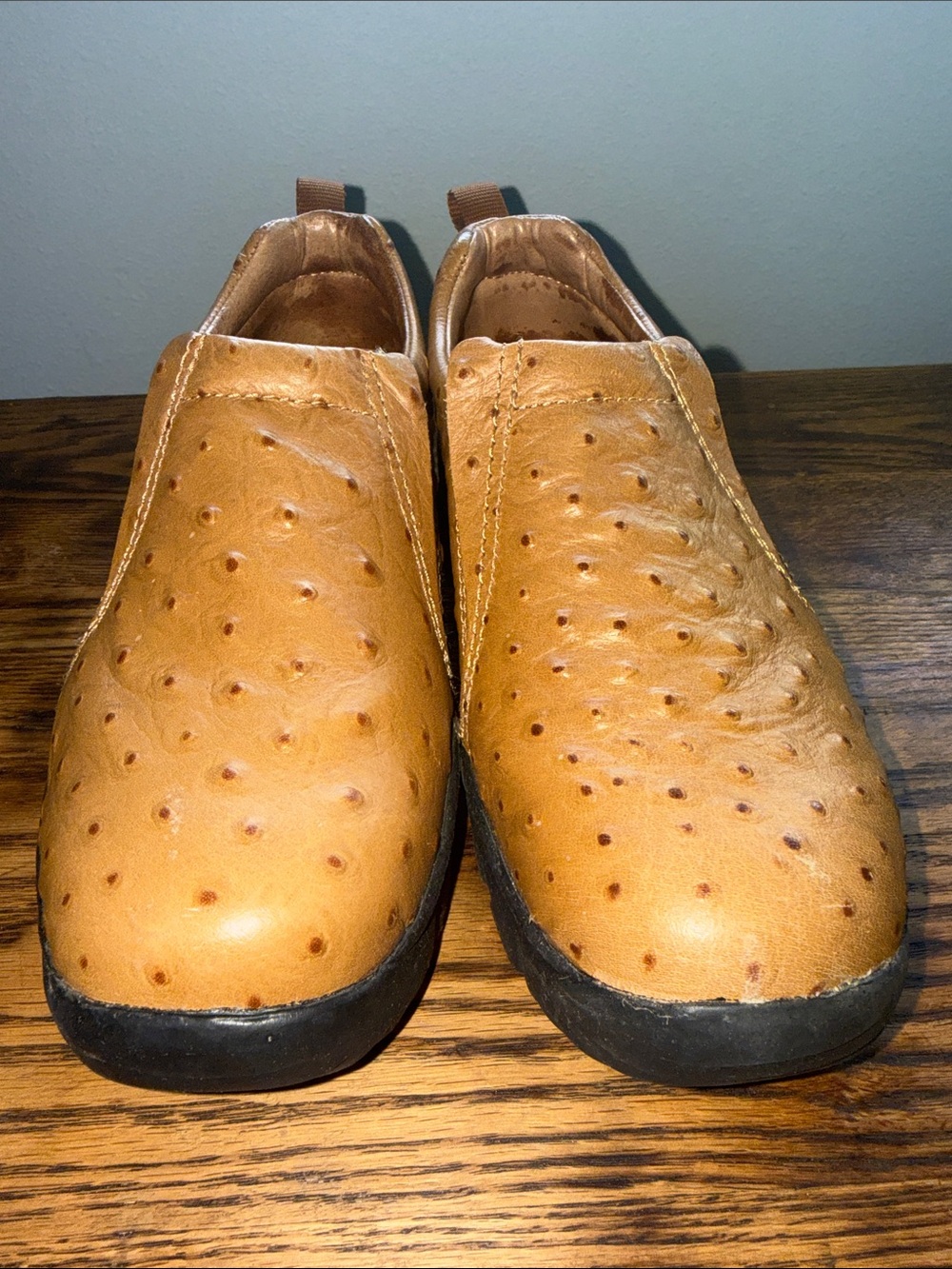 Roper Brown Ostrich-Texture Slip-On Casual Shoes - Picture 2 of 8